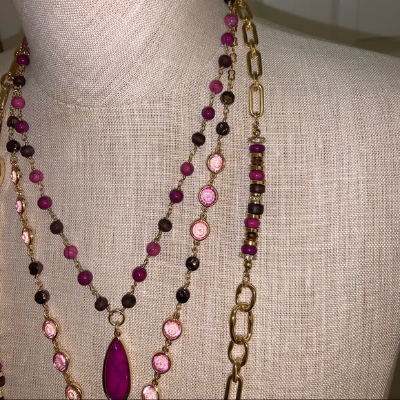NWT WHBM ORCHID COLOR MULTI-ROW NECKLACE